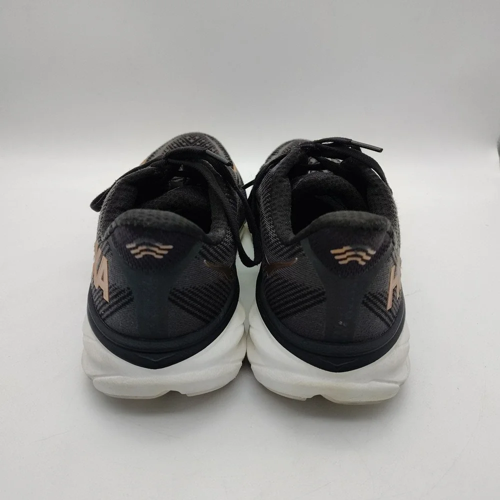 Hoka Clifton 9 Running Shoes Womens 8.5B Black Rose Gold Athletic Sneakers